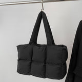 Puffer Tote Bag Large Quilted Puffy Handbag Lightweight Satchel Purse Black