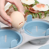 Microwave Egg Cooker Double Layer with Poached Egg Steamer Blue