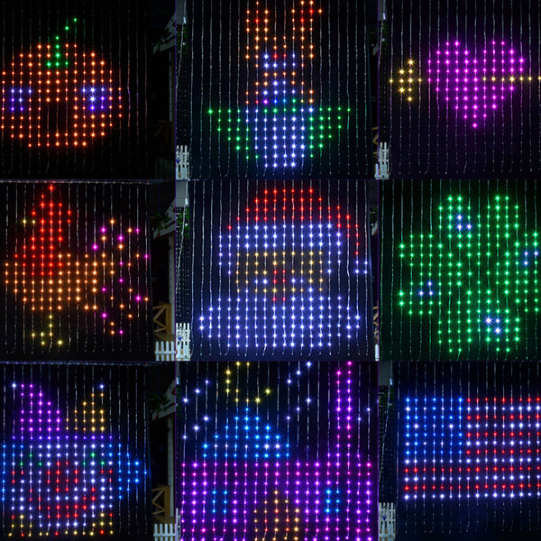 Smart Curtain Lights – 400 LEDs Color-Changing Dynamic DIY Light String with Music Sync Style 3