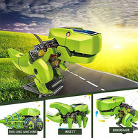 3-in-1 Solar Dinosaur Toy Robot DIY assemble STEM Building Toys Kids Gift