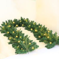 2.7M Christmas Garland with LED Lights Artificial Wreath Stairs Rattan Xmas Decoration