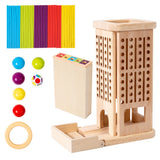 3-in-1 Wooden Tower Game – Stick Pulling & Balance Board for Family Play