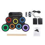 Electric Portable Roll-Up Drum Toy Set with Sticks Practice Pad Mixed Colors