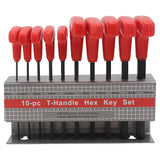 10 PCS CRV T Handle Hex Key Wrench Set with Metal Storage Stand Red