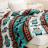 Aztec Geometry Travel  Throw Blanket Couch Bed Blanket Green