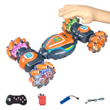 Gesture Sensing RC 4WD Twist Stunt Car Toy 2.4G Remote Control Rotating Car Toy with Lights Music Orange