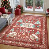 Christmas Crystal Velvet Area Rug Vintage Non Slip Living Room Style 1
