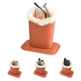 Soft Plush Lined PU Leather Eyeglasses Desk Holder Stand with Base Brown