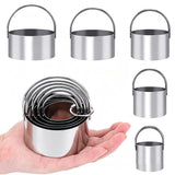 5 PCS Cutter Set Round Cookie Cutters with Handle 5 Pieces Stainless Steel Circle Baking Dough Tools for Cake