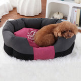 Waterproof Pet Bed with Removable Washable Cover for Small & Medium Cats and Dogs Black and Pink L