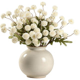 5 PCS Stem Cloth Dandelion Ball Artificial Flowers with Bendable Stems White