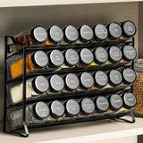 4 Tier Carbon Steel Spice Rack with Optional 28 Jars Labels and Tools