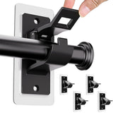 4PCS Self Adhesive Curtain Rod Bracket Universal Plastic Curtain Rod Holders for Bathroom Bedroom Kitchen Black