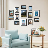 15 Piece Picture Frame Set Multi-Size Collage for Wall or Tabletop Black