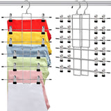 2PCS Saving Hanging Pants Hangers with 12 Clips and 360 Degrees Swivel Hook