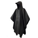 3-in-1 Hooded Rain Poncho for Adult with Pocket, Waterproof Lightweight Black