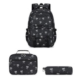 3 PCS Girls School Backpack Set with Lunch Bag Pencil Case Black