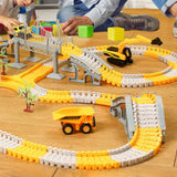 Kids Construction Race DIY Tracks Toys  Electric Car Toys Road Race Playset