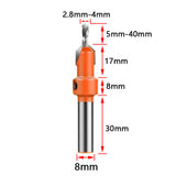 5 PCS 2.8 to 4.0mm Carbide Countersink Drill Bit Set for Woodworking