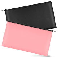 2Pcs PU Leather Storage Bag with Zipper Money Pouch Cash Storage Bag Black and Pink