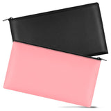 2Pcs PU Leather Storage Bag with Zipper Money Pouch Cash Storage Bag Black and Pink