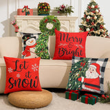 Set of 4 Christmas Pillow Covers Decorative Throw Covers for Sofa Home Decor Style 1