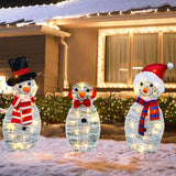 3-Piece Snowman Yard Stakes Acrylic Christmas Outdoor Decorations