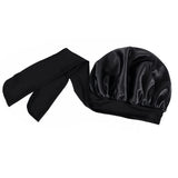 Polyester Bonnet for Sleeping Women Night Cap with Tie Band Black