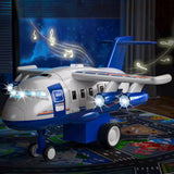 Kids Airplane Toys Set - Car Race Tracks with 8 Small Car Toys and 14 Traffic Signs