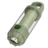 LED Camping Keychain Light – Mini Lantern with Hook for Outdoor Use Blackish Green