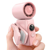 Handheld Turbo Fan Clip On with LED Display 4 Speeds 180 Tilt Pink