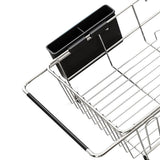 Stainless Steel Over Sink Dish Drying Rack Expandable with Utensil Holder Silver