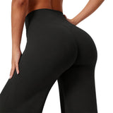 High-Waist Micro Flare Straight Leg Yoga Pants for Workout Black