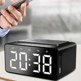 Wireless Charging Bluetooth Speaker with LED Digital Alarm Clock and FM Radio