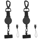 2PCS Retractable Phone Lanyard Locking Carabiner with Locking Carabiner and Metal 360 Degree Tab