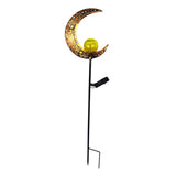 Solar Moon Stake Light Outdoor Garden Light with Crackle Glass Globe for Yard Patio Lawn