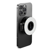 Rechargeable Folding Phone Selfie Light with Mirror – Portable Phone Fill Light Black