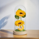 Sunflower LED Night Light with Glass Dome Home Decor Gift Yellow