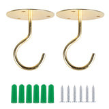 2Pcs Ceiling Swag Hook Metal Plant Bracket Wall Mount for Hanging Plants Gold
