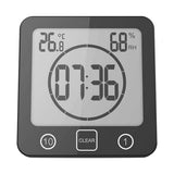 Digital Bathroom Shower Clock with Timer Suction Cup Wall Clock for Bathroom Kitchen Black