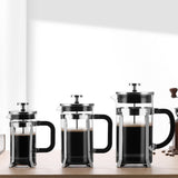 French Press Coffee Maker Borosilicate Glass & Stainless Steel Cold Brew Black