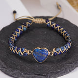 Handmade Natural Stone Beaded Bracelet – Adjustable Woven Bangle for Women Jewelry Blue