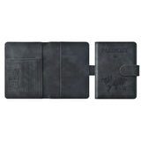 Passport Holder Protective Leather Cover Wallet With Secure Button Closure For Travel Essentials Black