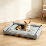 Square Cat Dog Pet Bed Oxford Fabric Raised Edge for Sofa Use Gray
