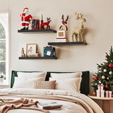 3Pcs Set Wall Mounted Floating Shelves Hanging Wood Storage Shelves for Home Bathroom Black