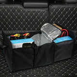 Car Boot Organiser Collapsible Trunk Storage with Aluminum Foil Insulation Compartment