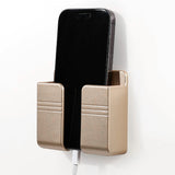 2 Pack Wall Mount Phone Holder No-Drill Phone Space-Saving Stand with Adhesive Backing for Home Dorm Apartment RV Gold