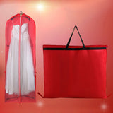 180cm Non Woven Garment Bag for Wedding Dresses Foldable Dust Cover with Clear Viewing Window Red