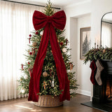 Velvet Christmas Tree Bow Oversized 40x230cm Long Streamers Red