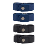 4Pcs Set No Buckle Elastic Belt for Jeans and Pants Adjustable Waistband Tightener with Double Ring Design Stretch Belt Loop Strap Blue and Black